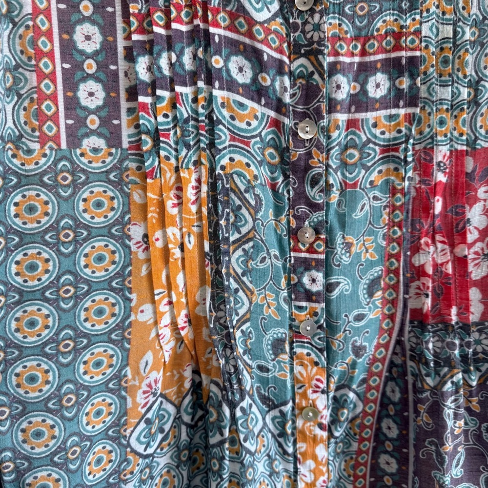 Ruby Rd Eclectic Patchwork Floral Pleated Blouse … - image 2